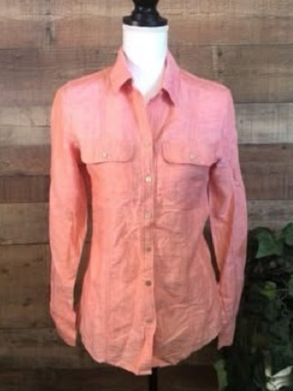 Women’s Size Small Max Studio Peach/Pink Salmon Button Up Blouse